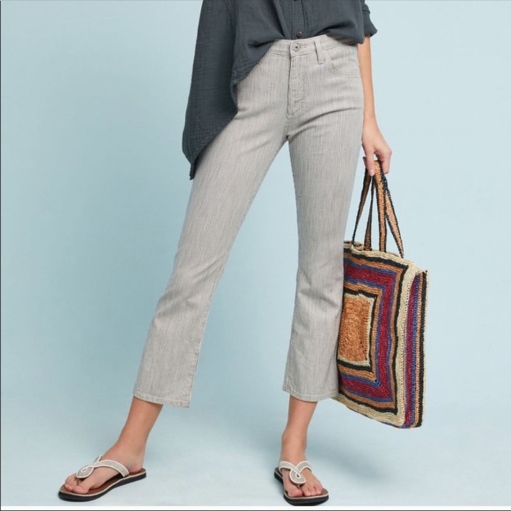 AG Jodi High Rise Cropped Flare in Canyon Striped Grey Jeans. 26
